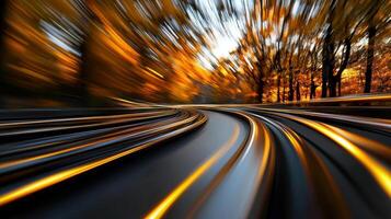 A blurry image of a road with motion blur photo