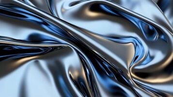 A blue and silver fabric with a lot of waves photo