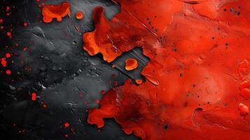 A painting of red and black paint on a black background photo