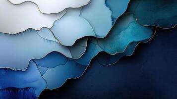 Abstract blue and white paper with a wave pattern photo