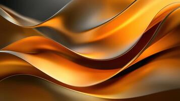 Abstract orange and black waves on a black background photo