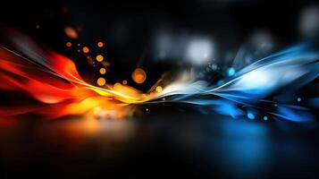 Abstract colorful flames on black background photo