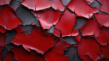 A red and black cracked wall with a crack photo