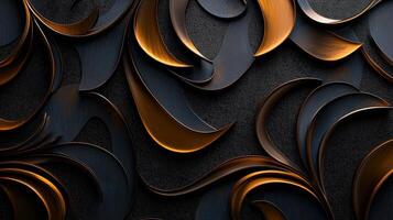 A black and gold wallpaper with swirls photo