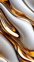 The image is a gold and white abstract painting with a lot of detail photo