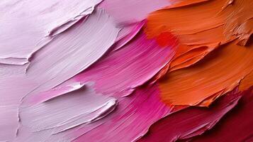 A painting of a brush stroke with pink and orange colors photo