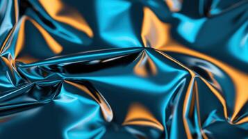 A shiny blue fabric with orange highlights photo