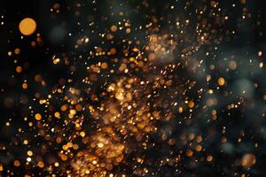 As the night unfolds, golden sparks illuminate the darkness, swirling through the air. The scene radiates warmth and festivity, capturing a moment of celebration and joy photo
