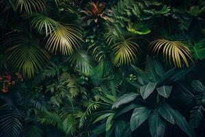 A vibrant display of various tropical plants fills the indoor garden space, showcasing a rich tapestry of green hues and textures, creating a calming atmosphere photo