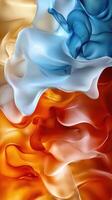 A colorful piece of fabric with orange, blue, and white stripes photo