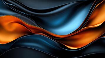 A long, curvy piece of fabric with blue and orange stripes photo