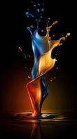 Colorful liquid splash on black background photo