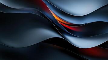 A black and white image of a wave with red and orange streaks photo