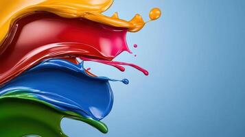 A colorful splash of paint on a blue background photo