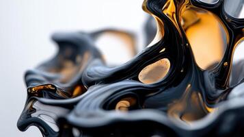 A close up of a black and orange liquid photo