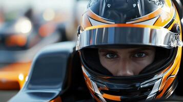 A close up of a man in a racing car photo