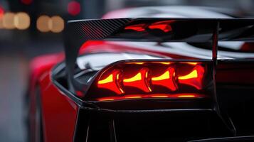 The rear end of a red sports car photo