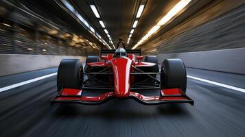 A racing car driving down a tunnel photo