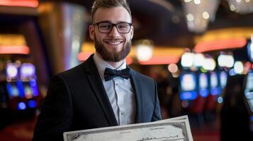 A man in a suit holding a certificate photo