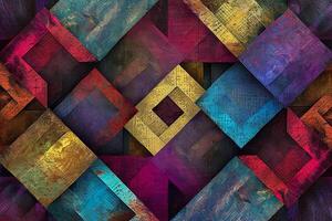 Abstract geometric pattern with colorful squares photo