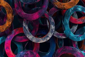 A bunch of rings are arranged in a pattern photo