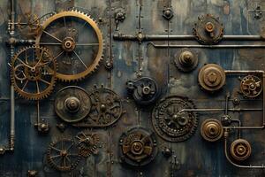 Steampunk background with gears and cogs photo