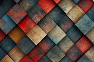 Abstract background with red, blue and yellow squares photo
