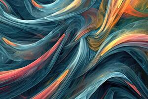 A colorful abstract painting with waves photo