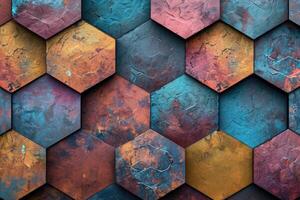 Colorful hexagon pattern background with different colors photo