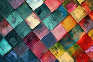 Abstract painting of squares with different colors photo