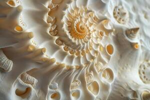 A close up of a shell with many shells photo