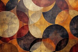Abstract art with circles and circles on a brown and black background photo