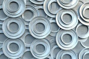 A 3d rendering of a wall with many circles photo