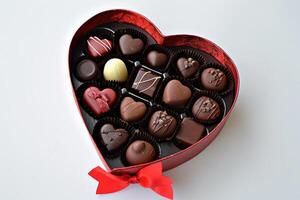 Valentine's day chocolates in a heart shaped box photo
