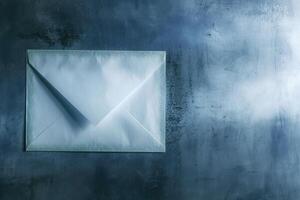 An envelope with a white envelope on a blue background photo