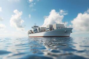 A large container ship floating in the ocean photo
