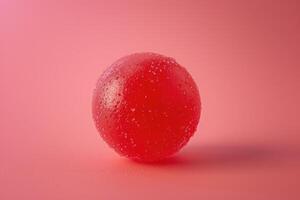 A red jelly ball on a pink background photo