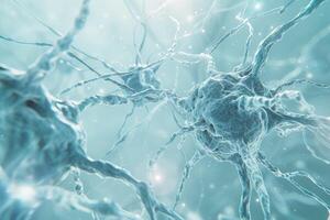 Neurons in a blue background photo