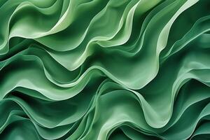 A green and white abstract background with waves photo