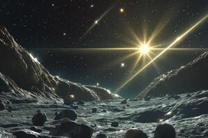 An artist's rendering of a comet in space photo