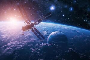 Space station and earth elements of this image furnished by nasa photo