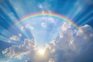 photo of a sunny and rainy sky with a rainbow in the middle7