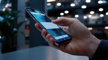 A person holding a smartphone with a message on the screen photo