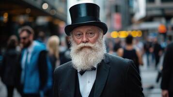 An old man with a long white beard and a top hat photo