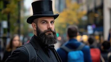 A man with a beard and top hat photo