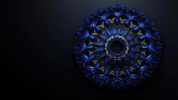 A blue and gold circle with a hole in the center photo