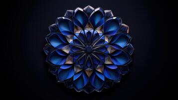 A blue flower with a dark background photo