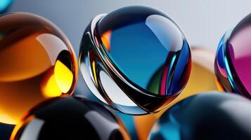 A collection of colorful glass spheres arranged in a pattern photo