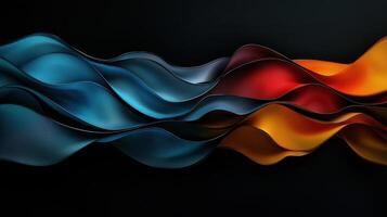 A colorful wave of fabric with blue and orange stripes photo