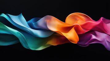 A colorful piece of fabric is shown in a black background photo